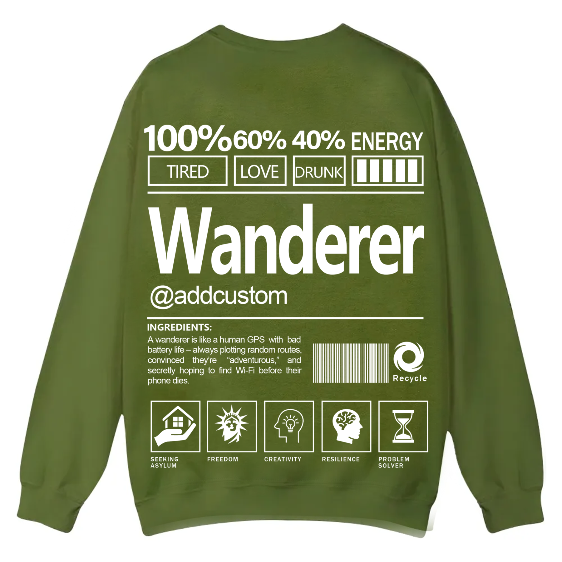 Wanderer Addcustom Unisex Fit Casual Crewneck Sweatshirt