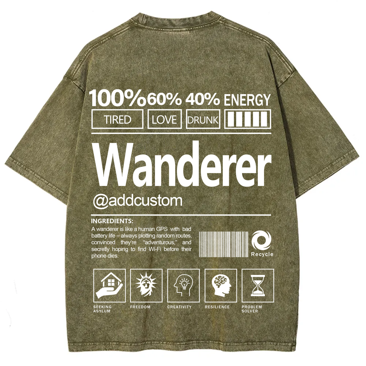 Wanderer Addcustom Unisex Fit Washed T-Shirt
