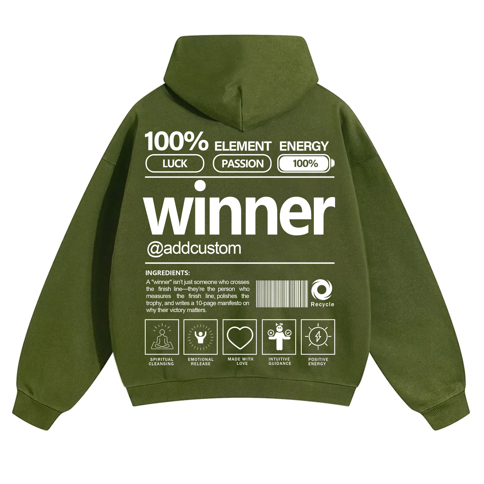 Winner Addcustom Unisex Fit Solid Color Hoodie