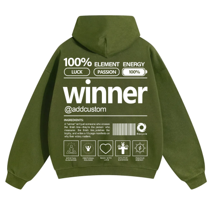 Winner Addcustom Unisex Fit Solid Color Hoodie