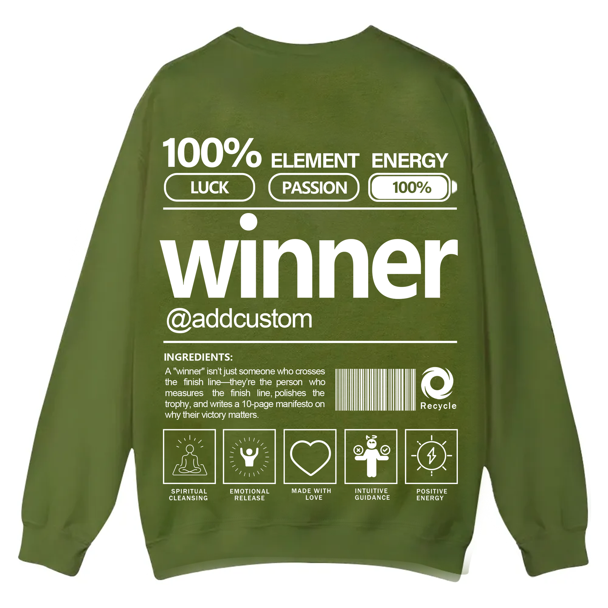 Winner Addcustom Unisex Fit Casual Crewneck Sweatshirt