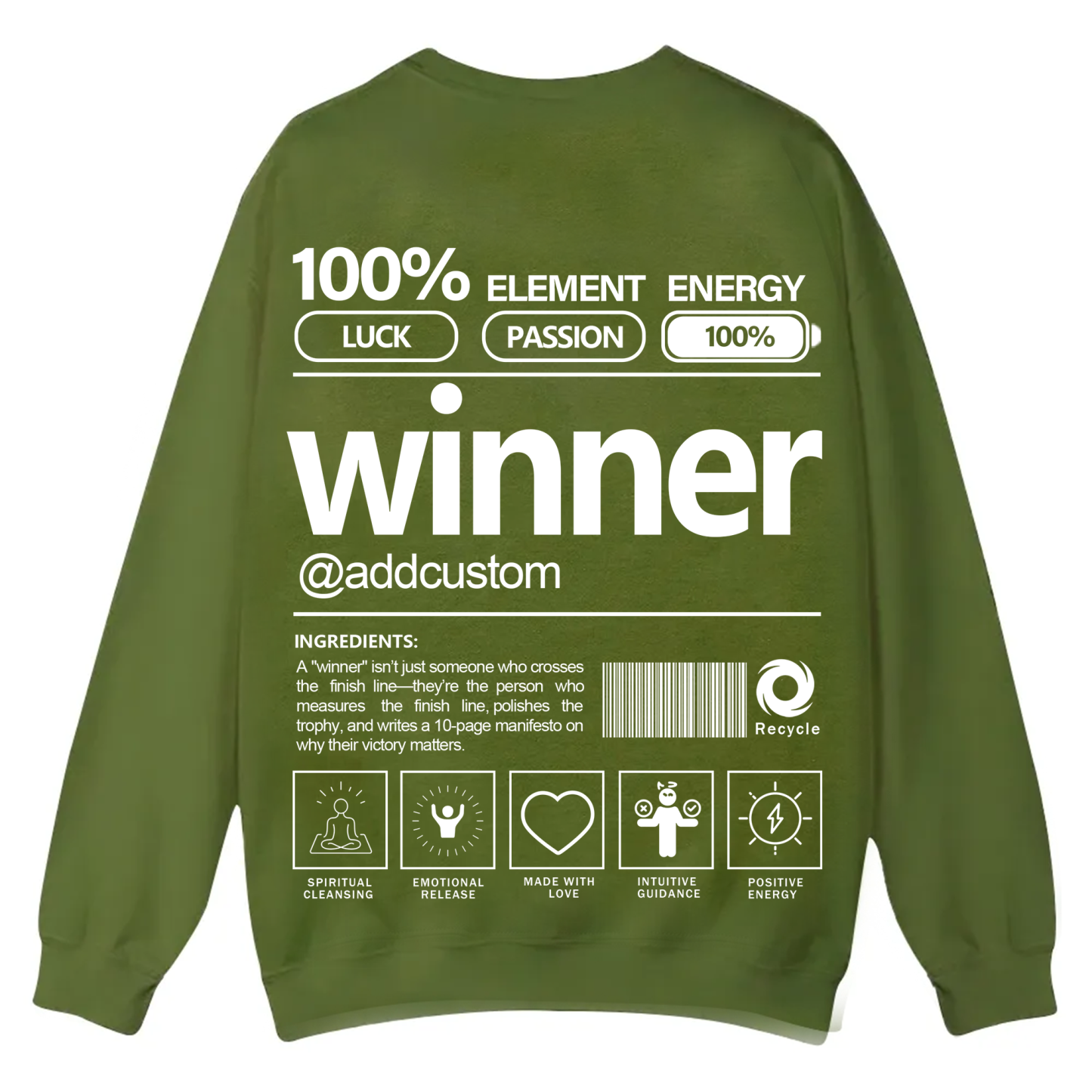 Winner Addcustom Unisex Fit Casual Crewneck Sweatshirt