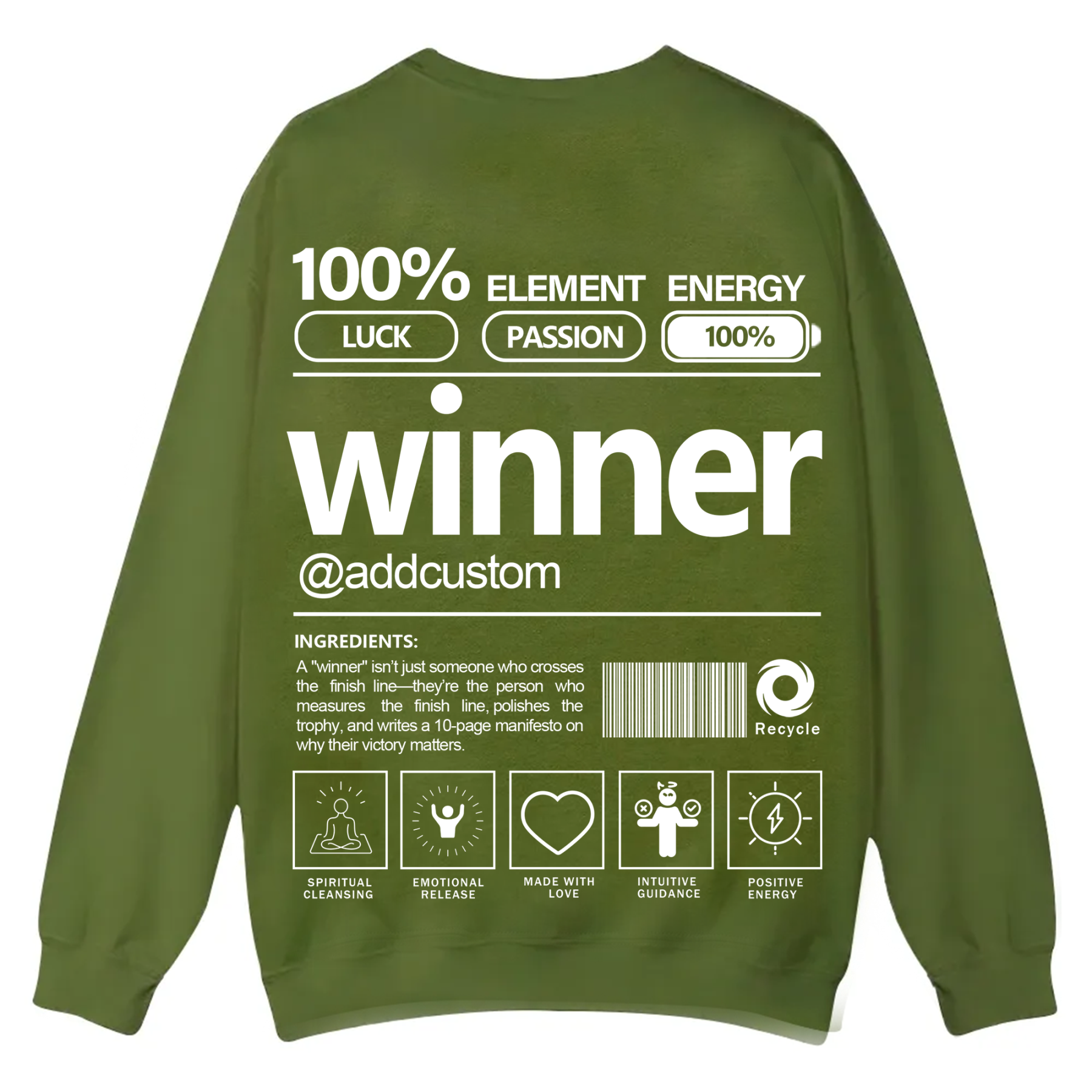 Winner Addcustom Unisex Fit Casual Crewneck Sweatshirt