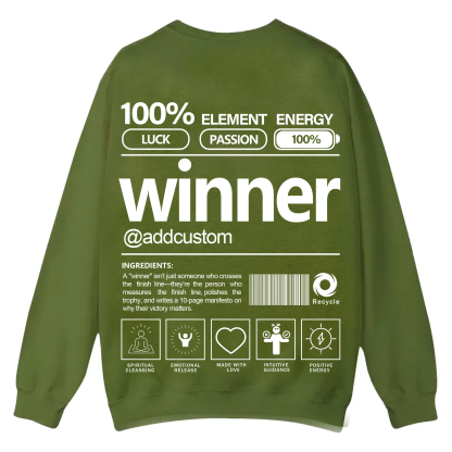 Winner Addcustom Unisex Fit Casual Crewneck Sweatshirt