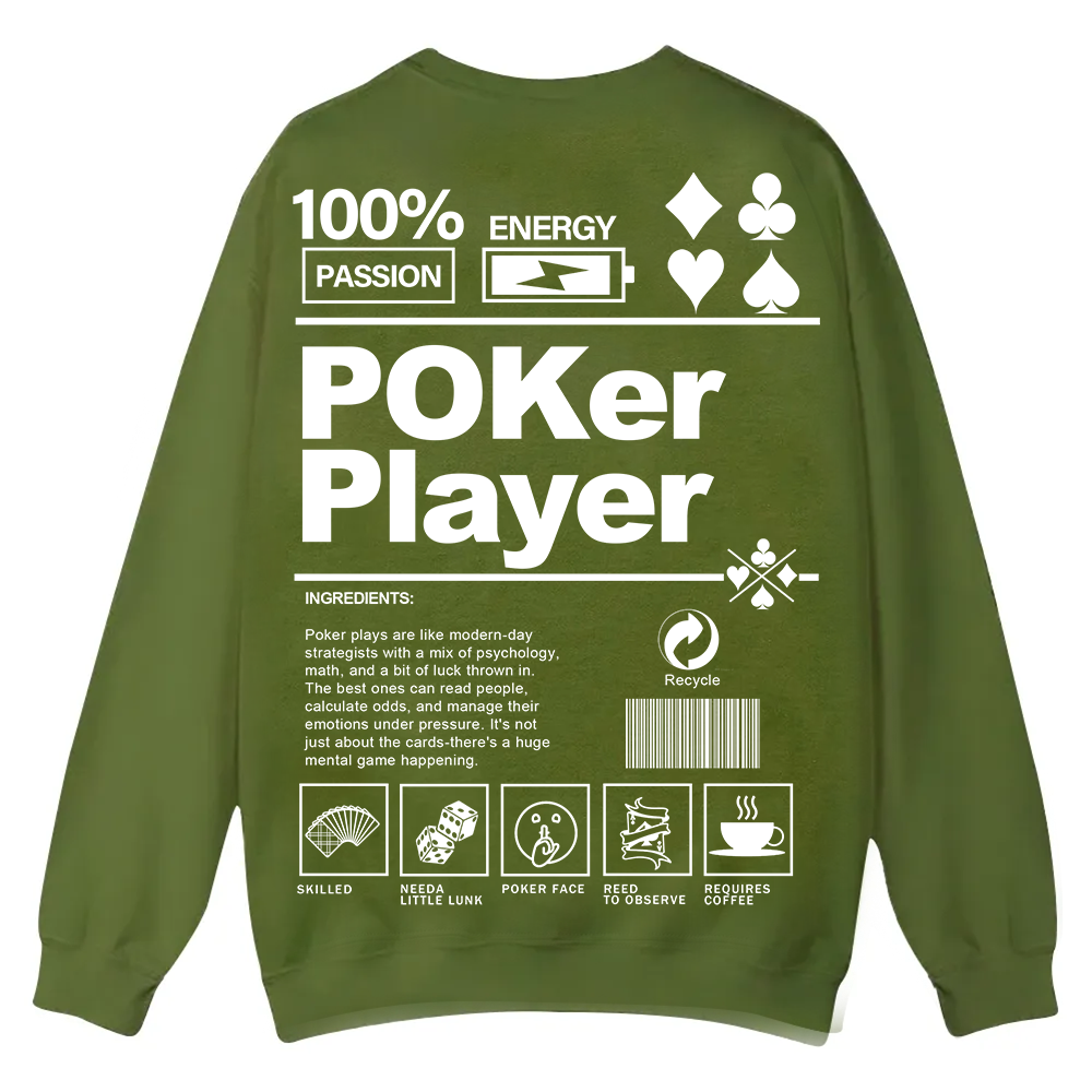 Poker Player Unisex Casual Crewneck Sweatshirt