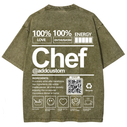 Chef Addcustom QR Code Unisex Fit Washed T-Shirt