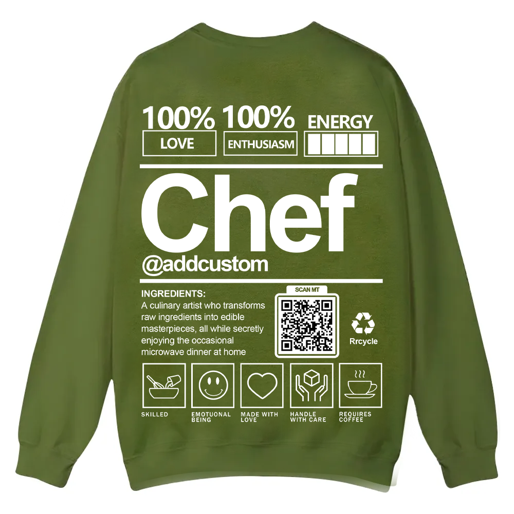 Chef Addcustom QR Code Casual Crewneck Sweatshirt