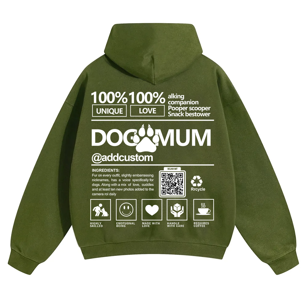 Dog Mum  Addcustom QR Code Name Solid Color Hoodie