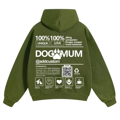 Dog Mum  Addcustom QR Code Name Solid Color Hoodie
