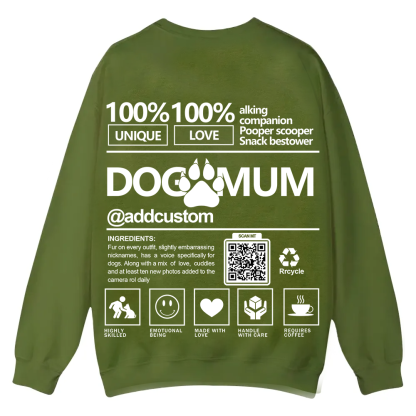 Dog Mum  Addcustom QR Code Name Unisex Casual Crewneck Sweatshirt