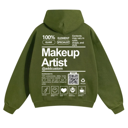 Wearishow Makeup Artist Addcustom QR Code Solid Color Hoodie