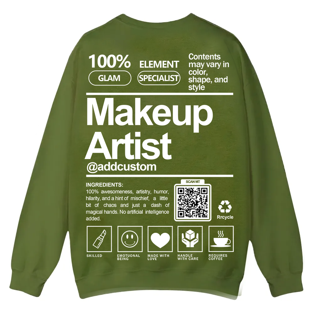 Wearishow Makeup Artist Addcustom QR Code Casual Crewneck Sweatshirt