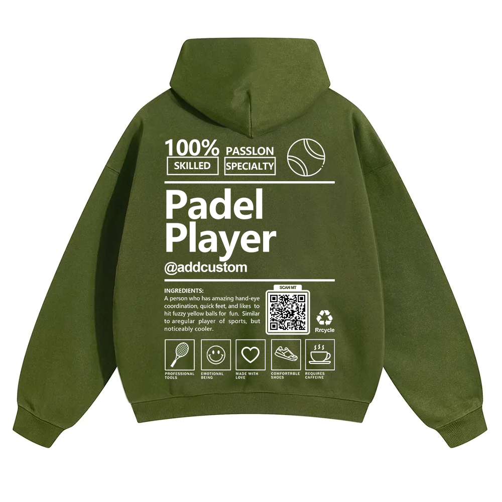 Padel player Addcustom QR Code Solid Color Hoodie wearishow