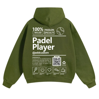 Padel player Addcustom QR Code Solid Color Hoodie wearishow