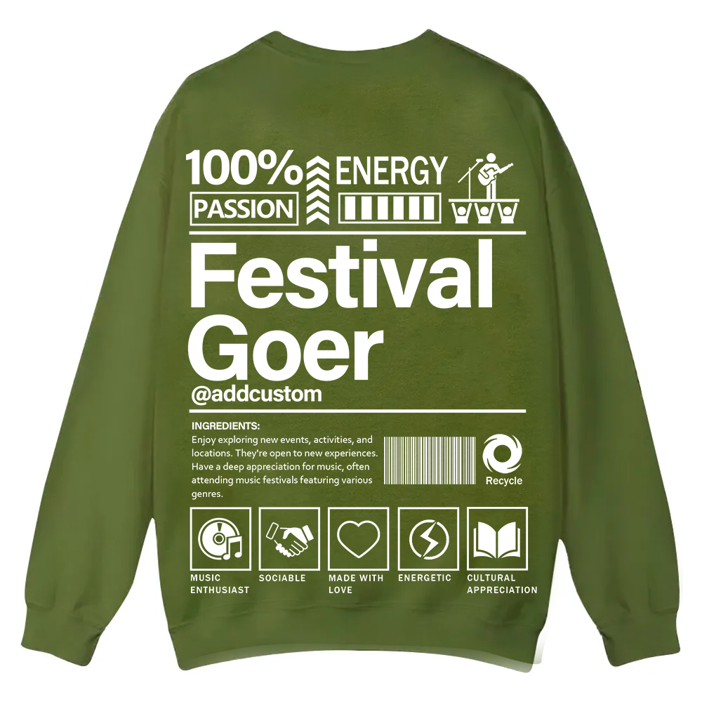 Festival Goer Custom Unisex Casual Crewneck Sweatshirt wearishow