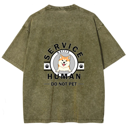 Wearishow Service Human, Do Not Pet - Personalized Custom WashedT-shirt