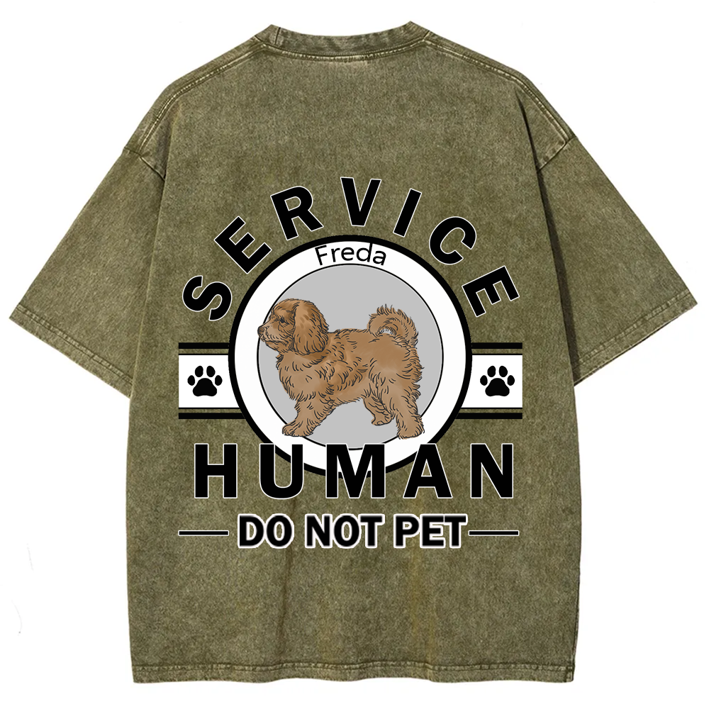 Service Human, Do Not Pet - Personalized Custom Unisex  Washed T-shirt
