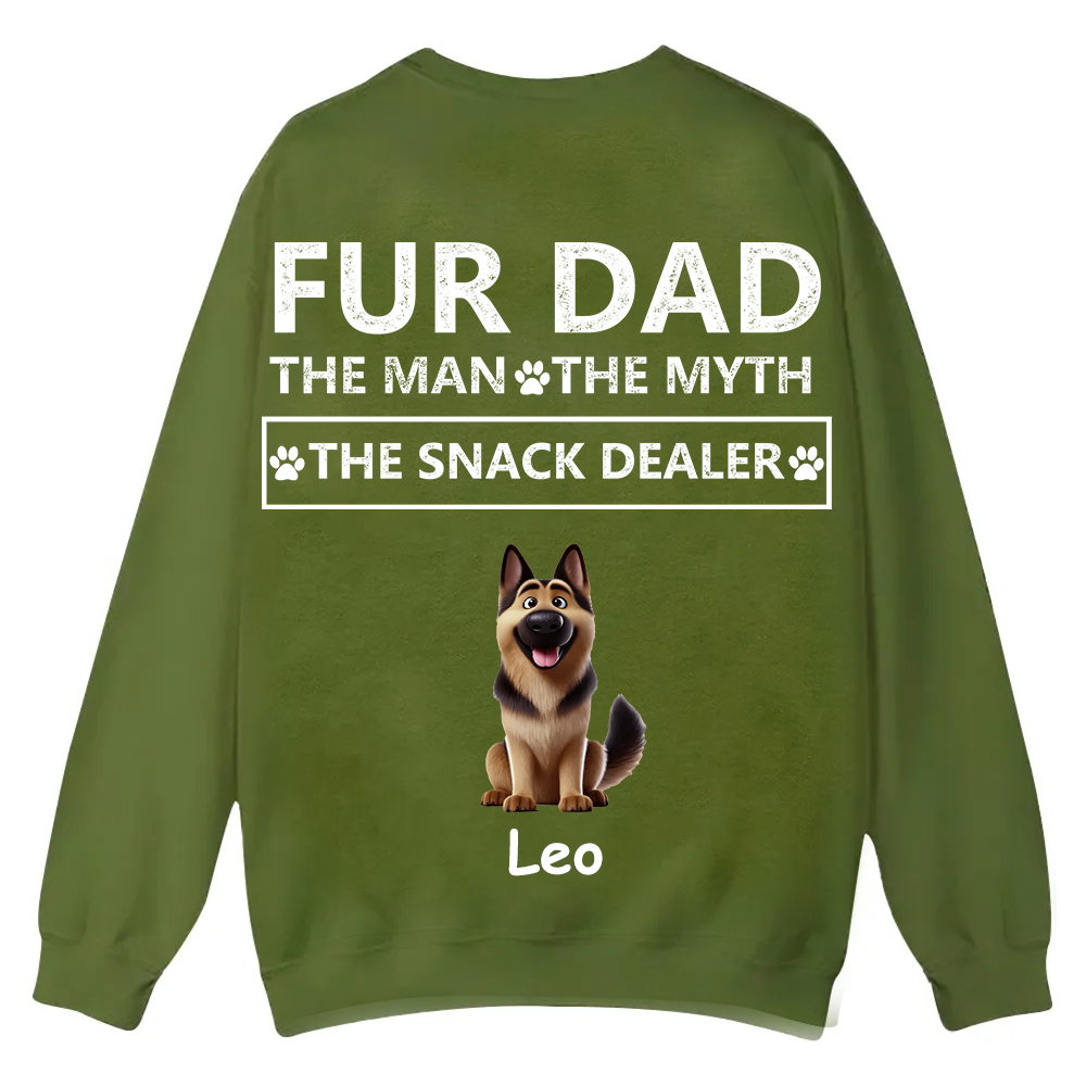 Fur Dad The Man The Myth The Snack Dealer - Personalized Custom Unisex Casual Crewneck Sweatshirt