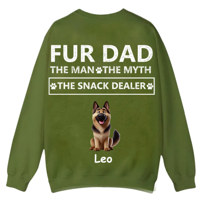 Fur Dad The Man The Myth The Snack Dealer - Personalized Custom Unisex Casual Crewneck Sweatshirt