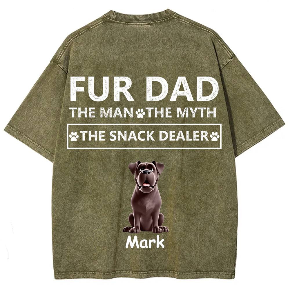 Fur Dad The Man The Myth The Snack Dealer - Personalized Custom Unisex  Washed T-shirt
