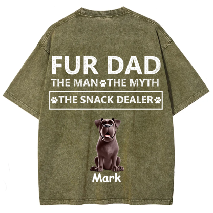 Fur Dad The Man The Myth The Snack Dealer - Personalized Custom Unisex  Washed T-shirt