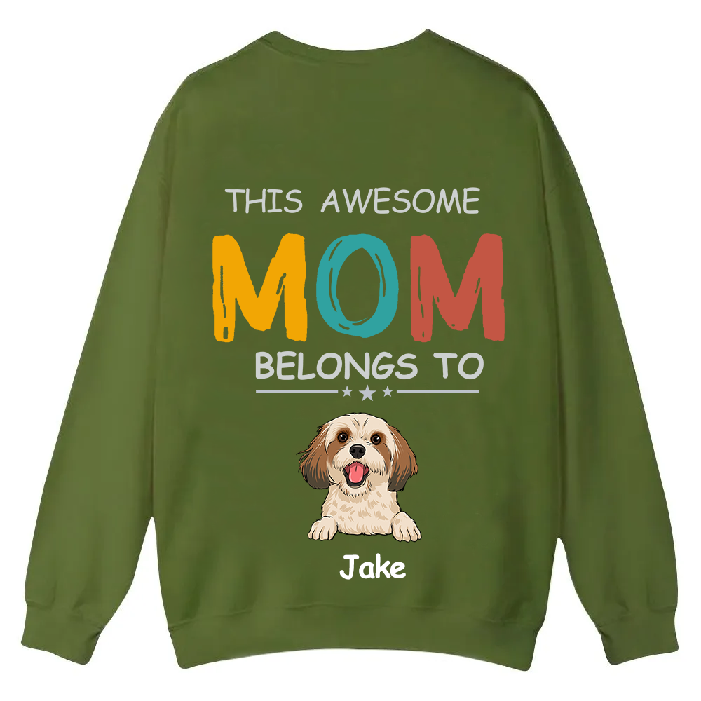 This Awesome Mom/Dad Belongs To - Personalized Custom Unisex Casual Crewneck Sweatshirt