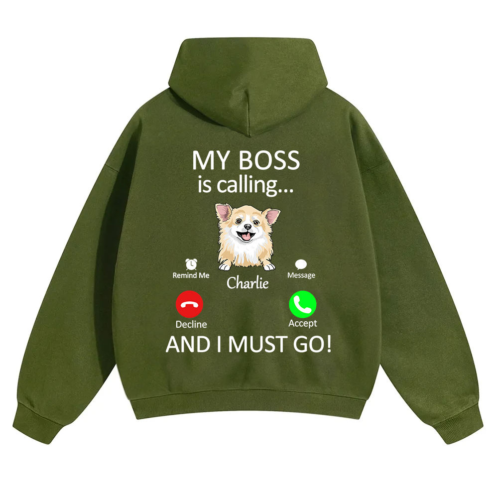 Dog Boss Calling - Personalized Custom Unisex Soild Color Hoodies wearishow