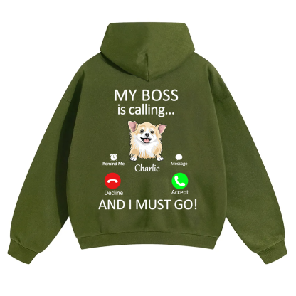 Dog Boss Calling - Personalized Custom Unisex Soild Color Hoodies wearishow