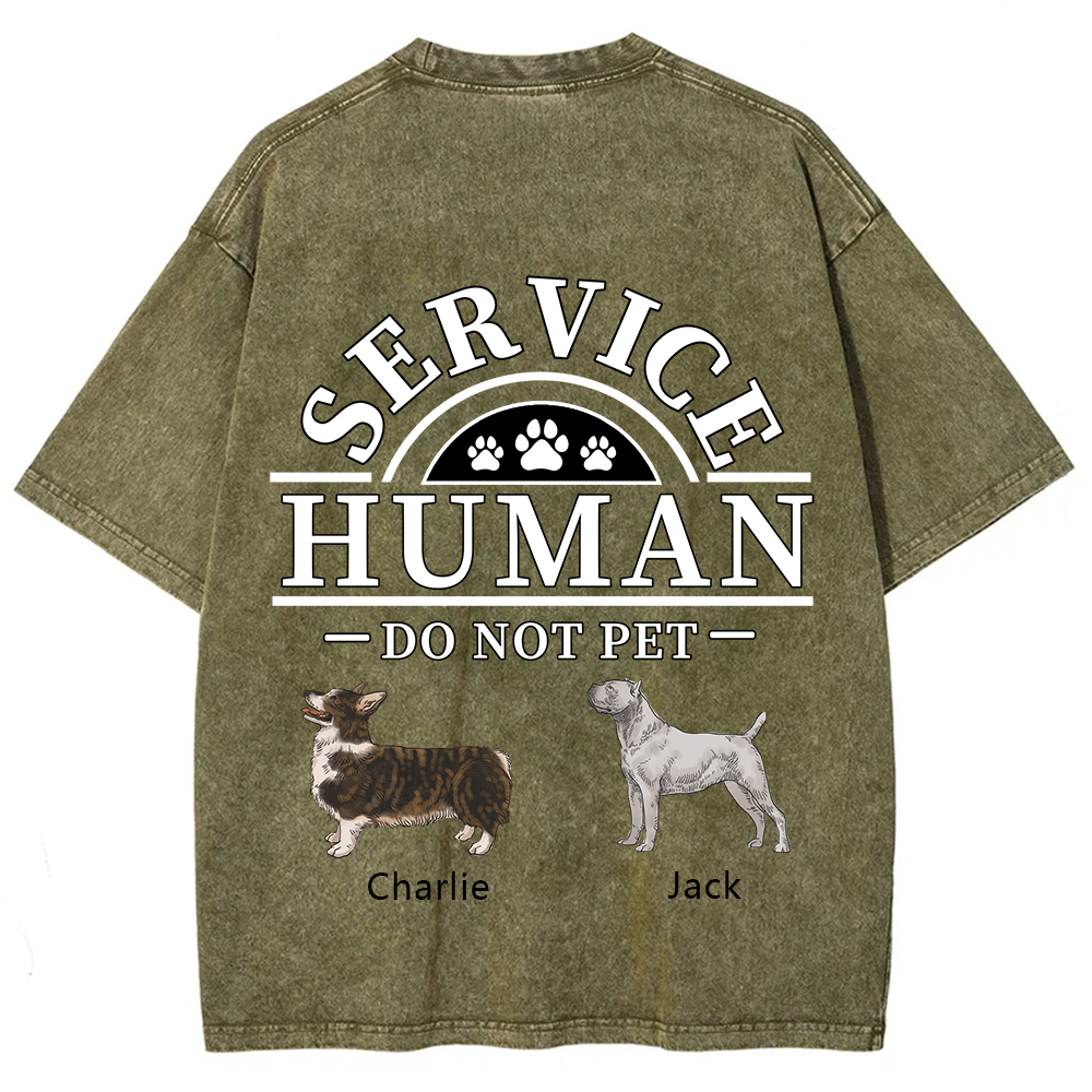 Service Human, Do Not Pet 2 - Personalized Custom Unisex Fit Washed T-Shirt wearishow