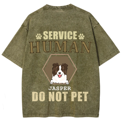 Service Human, Do Not Pet 4 - Personalized Custom Unisex Fit Washed T-Shirt wearishow