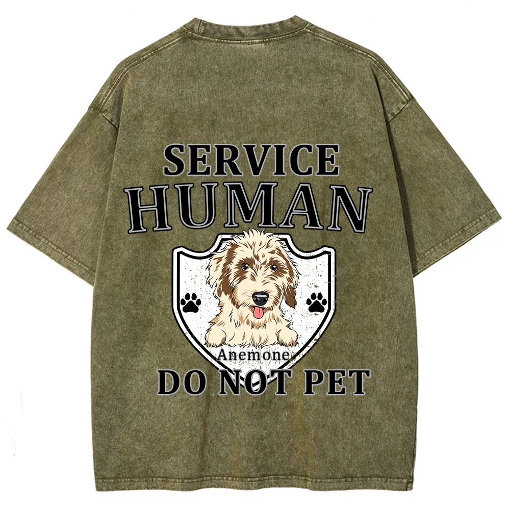 Service Human, Do Not Pet 10 - Personalized Custom Unisex Fit Washed T-Shirt wearishow