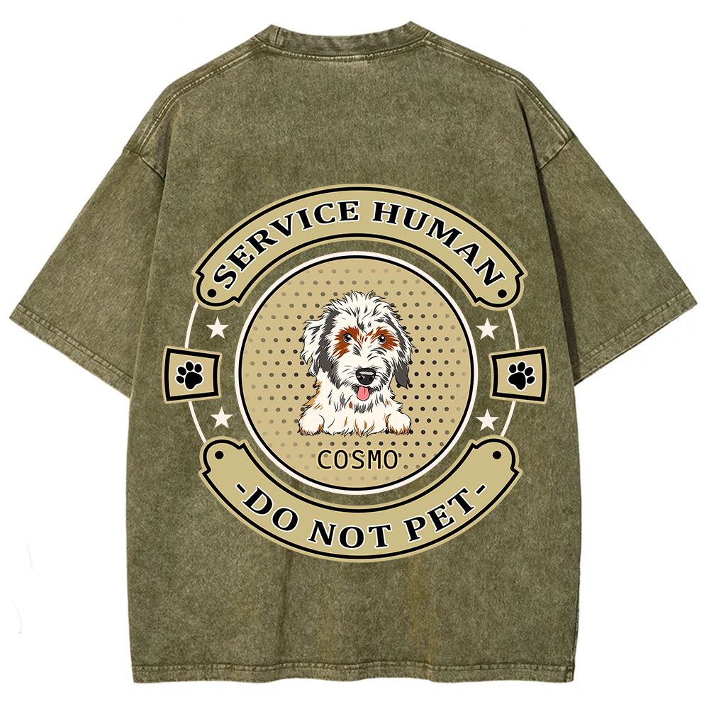 Service Human, Do Not Pet 14- Personalized Custom Unisex Fit Washed T-Shirt wearishow