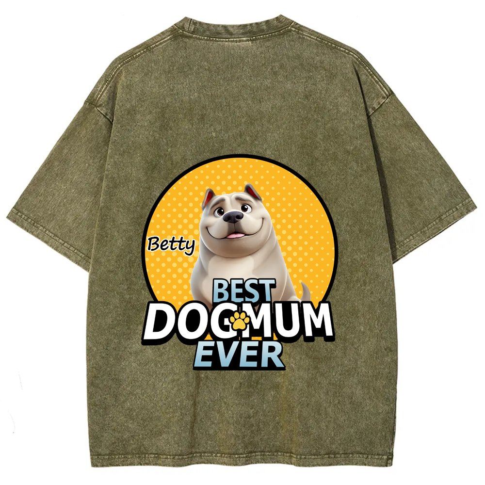 Best Dog Mom For Furry Kid - Personalized Custom Unisex Fit Washed T-Shirt wearishow