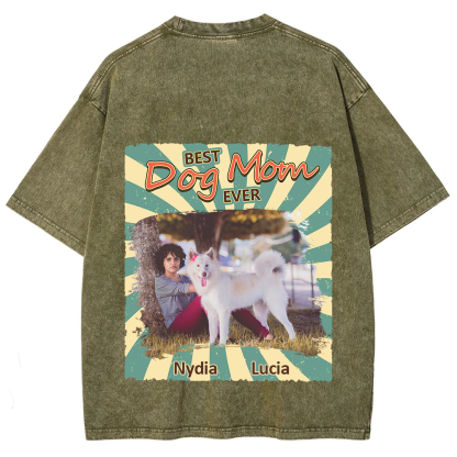 Retro Funny Dog Shirt Photo- Personalized Custom Unisex Fit Washed T-Shirt wearishow