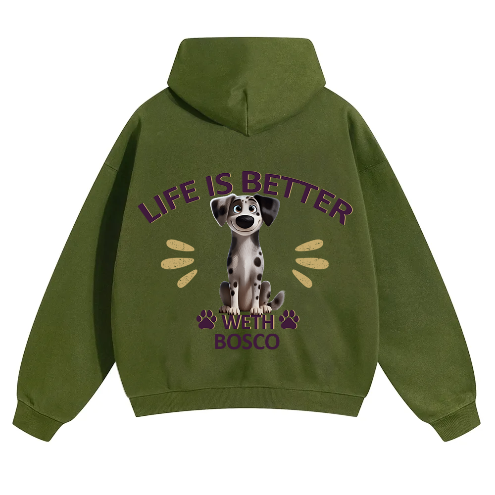 Better Life With My Dog - Personalized Custom Unisex Soild Color Hoodies wearishow