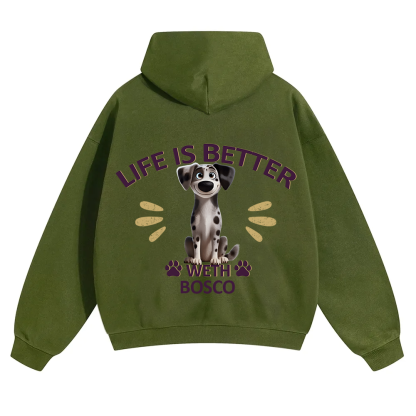Better Life With My Dog - Personalized Custom Unisex Soild Color Hoodies wearishow