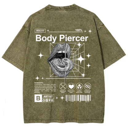 Body Piercer Casual Unisex Fit Washed T-Shirt