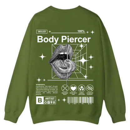 Body Piercer Casual Crewneck Sweatshirt wearishow
