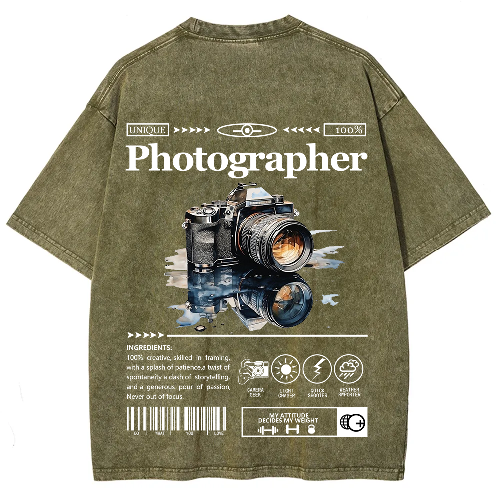 Photographer Unisex Fit Washed T-Shirt