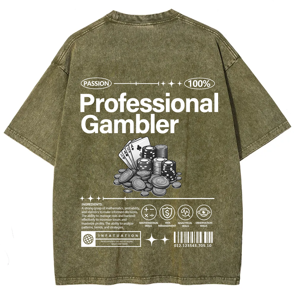 Professional Gambler Unisex Fit Washed T-Shirt