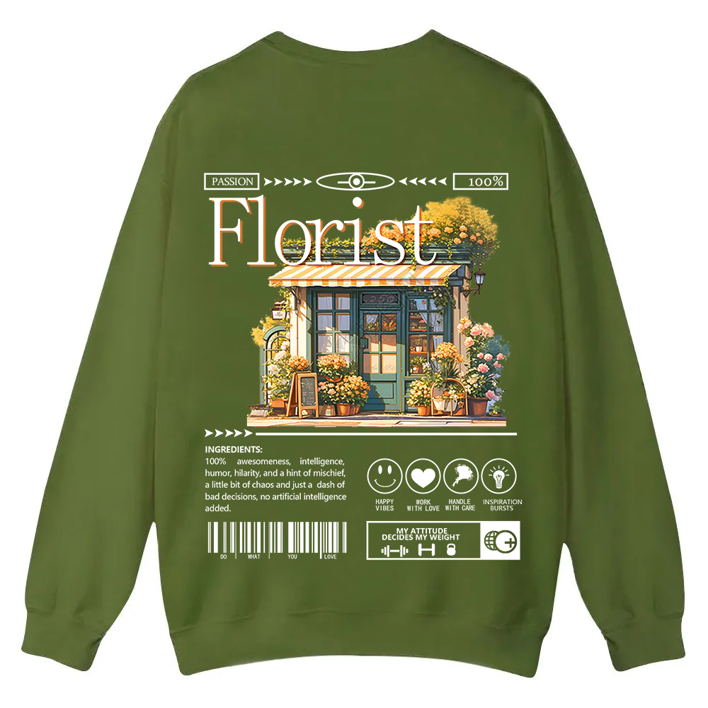 Florist Casual Crewneck Sweatshirt wearishow