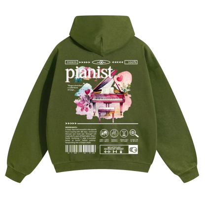 Pianist Unisex Solid Color Hoodie wearishow