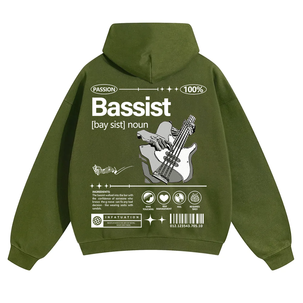 Bassist Unisex Solid Color Hoodie wearishow