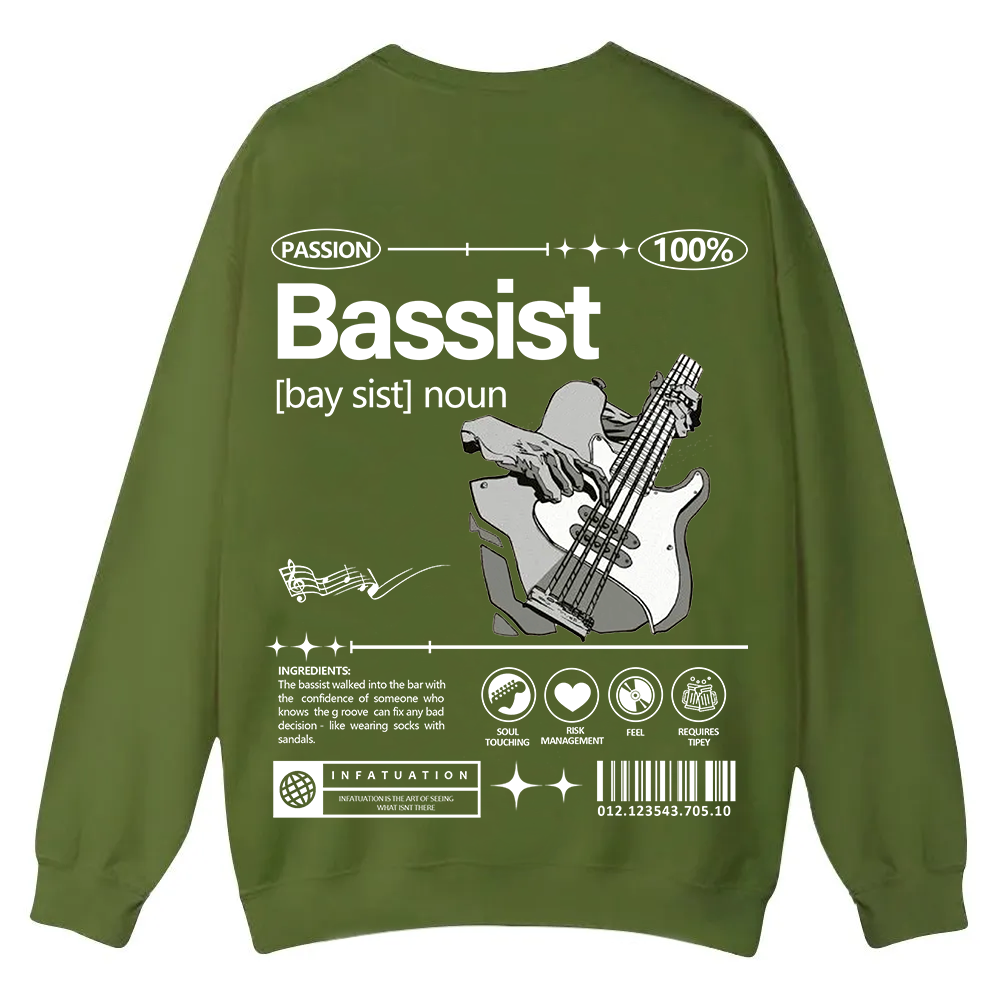 Bassist Casual Crewneck Sweatshirt wearishow