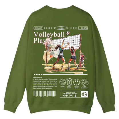 Volleyball Player Casual Crewneck Sweatshirt wearishow