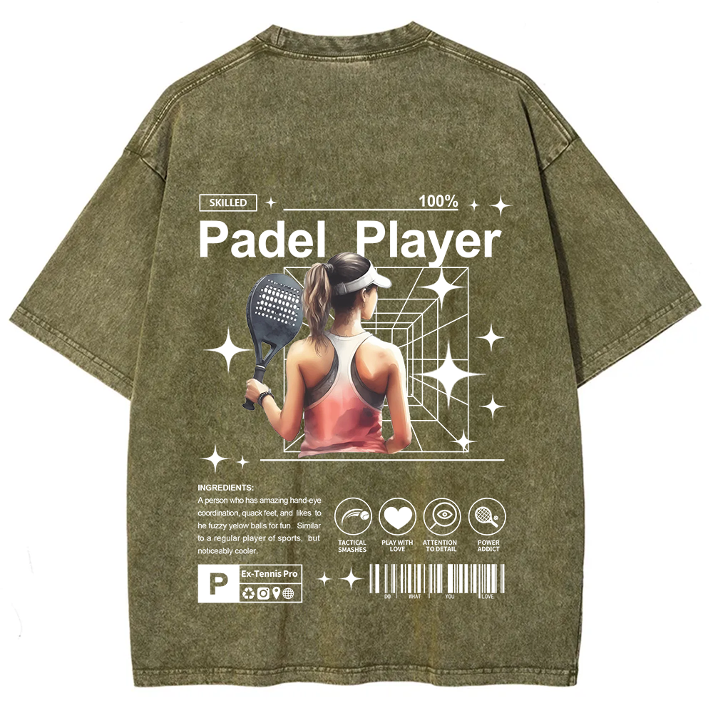 Padel Player Unisex Fit Washed T-Shirt