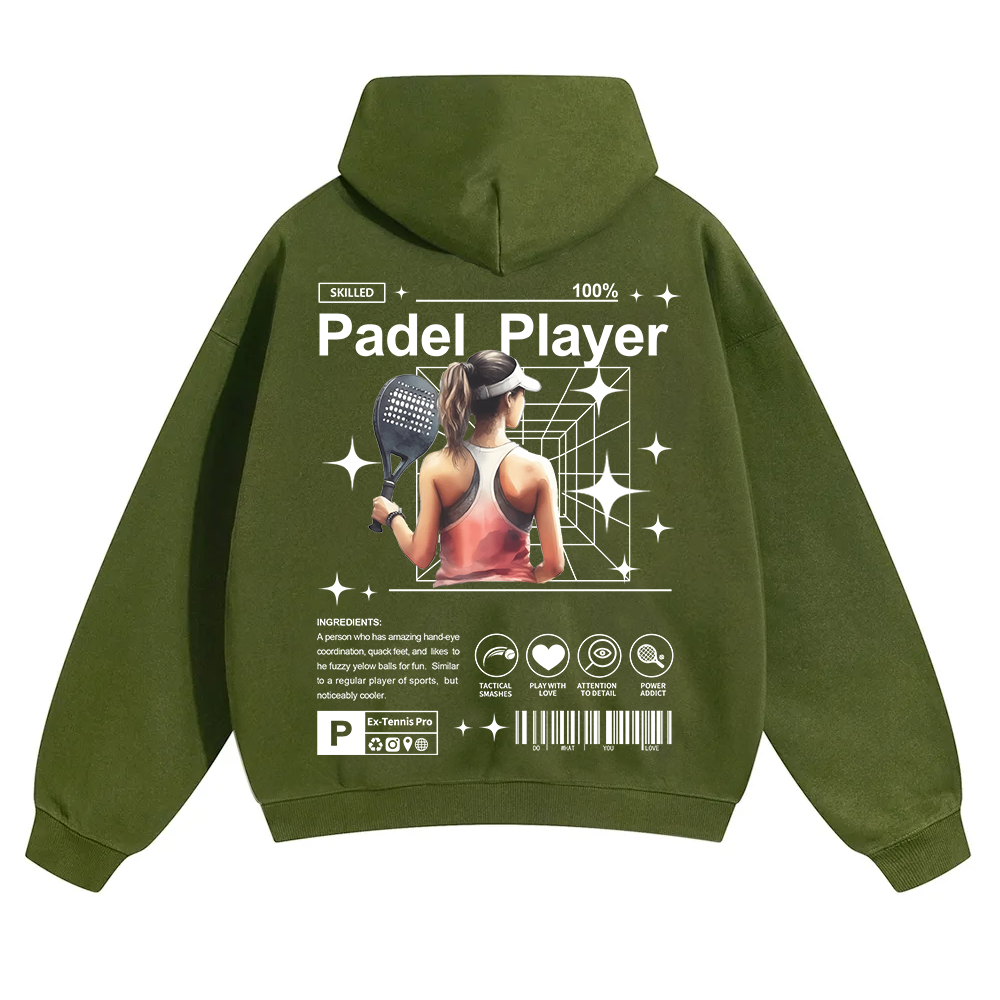 Padel Player Unisex Solid Color Hoodie wearishow