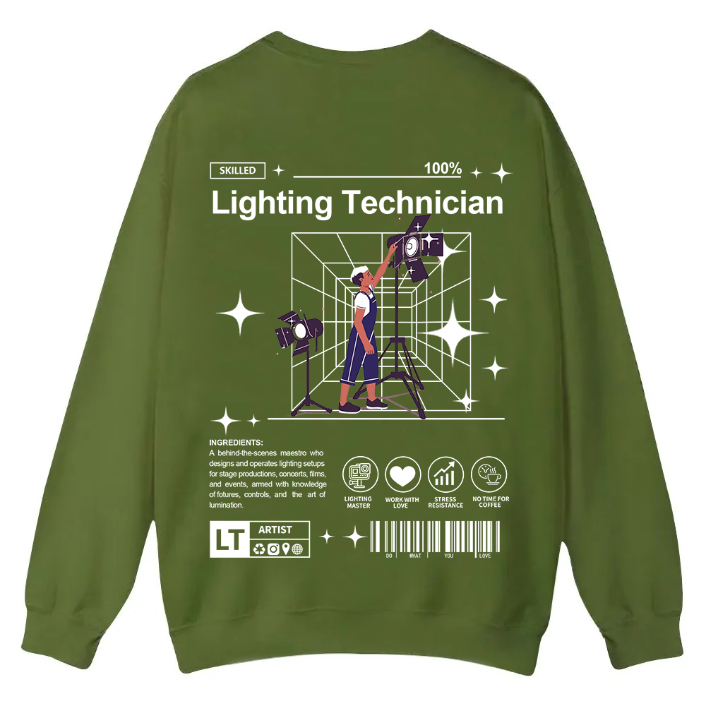 Lighting Technician Casual Crewneck Sweatshirt wearishow