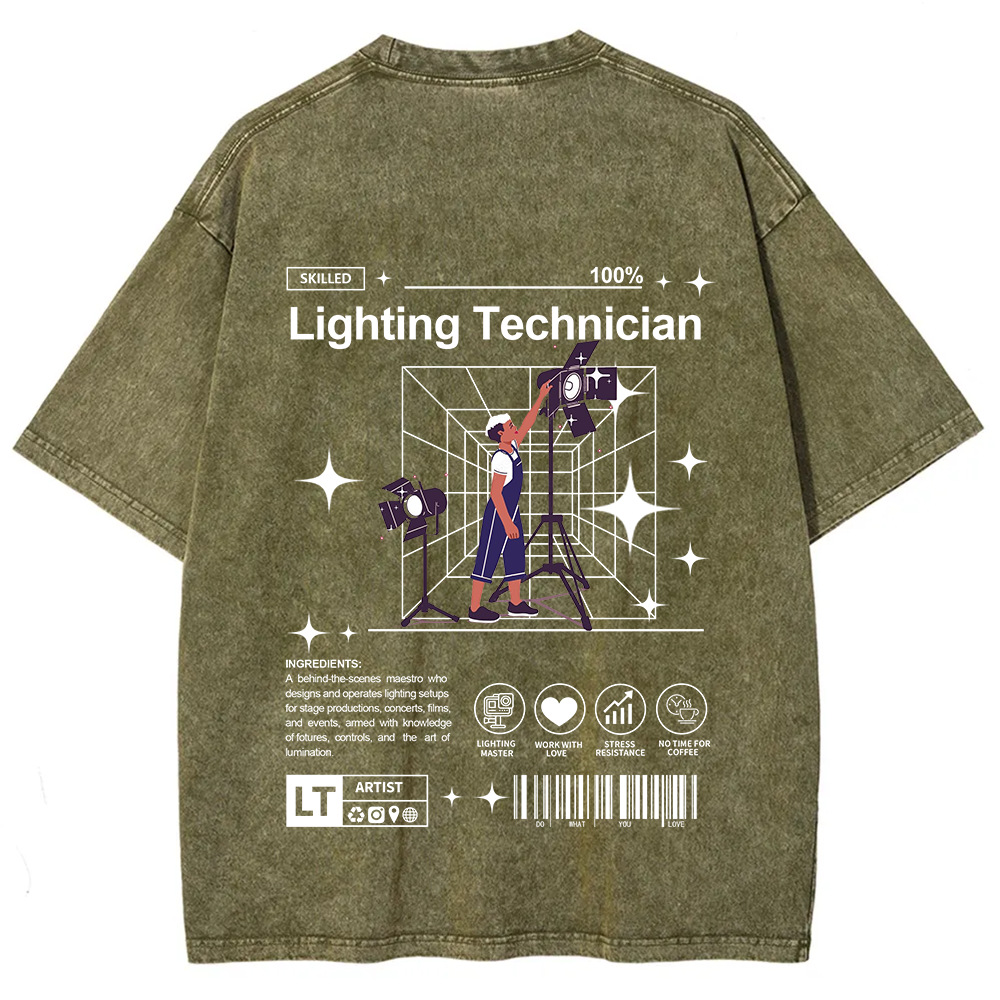 Lighting Technician Unisex Fit Washed T-Shirt