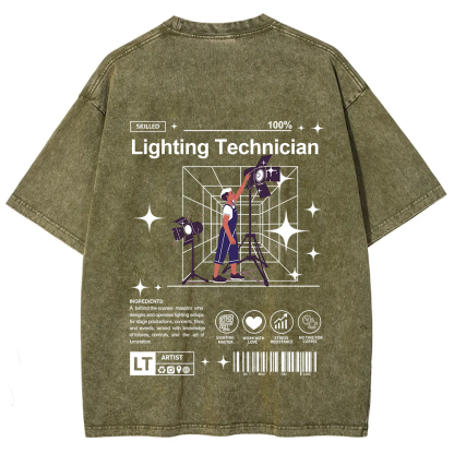 Lighting Technician Unisex Fit Washed T-Shirt